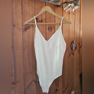 Shinestar Cream V-Neck Bodysuit